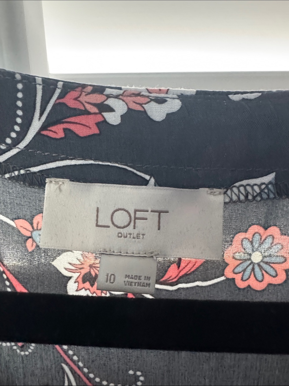 NWOT LOFT DARK GRAY Mini Dress with Pink & Blue Floral Print - Picture 4 of 8